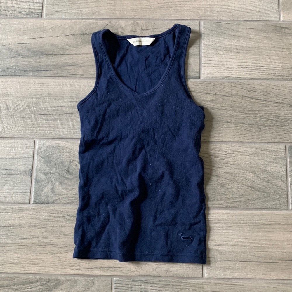 Peter Alexander blue ribbed tank top with built in bra